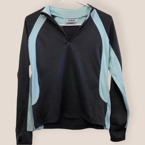 Pro Fitness Teal and Grey Long Sleeve WorkOut Lounge wear Slimming Athletic Tee